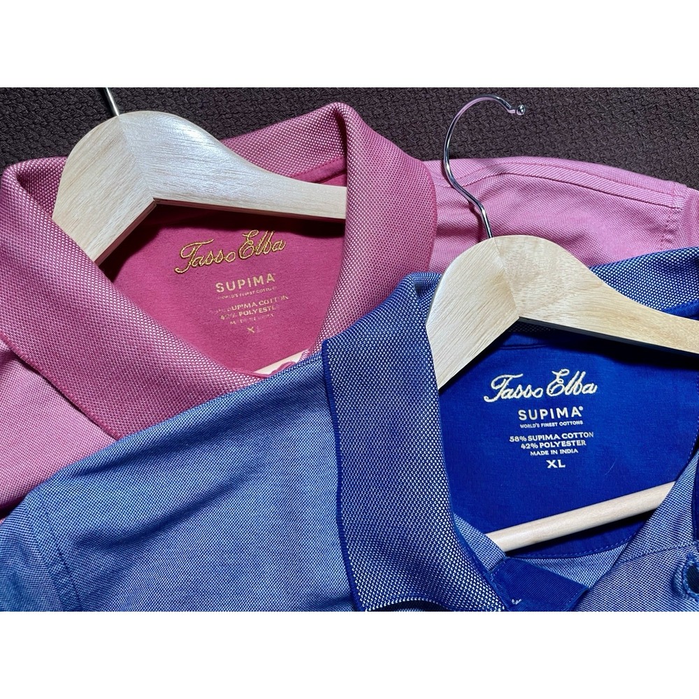 LOT of 2 Tasso Elba Supima Polos Shirts XL Short Sleeve Golf 58% Supima Cotton